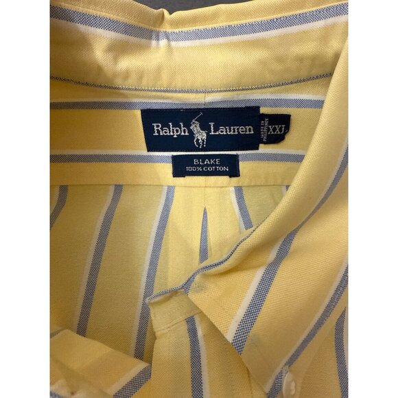 Ralph Lauren Blake Yellow & Blue Striped 100% Cotton Button-Up Shirt XXL - Picture 3 of 6